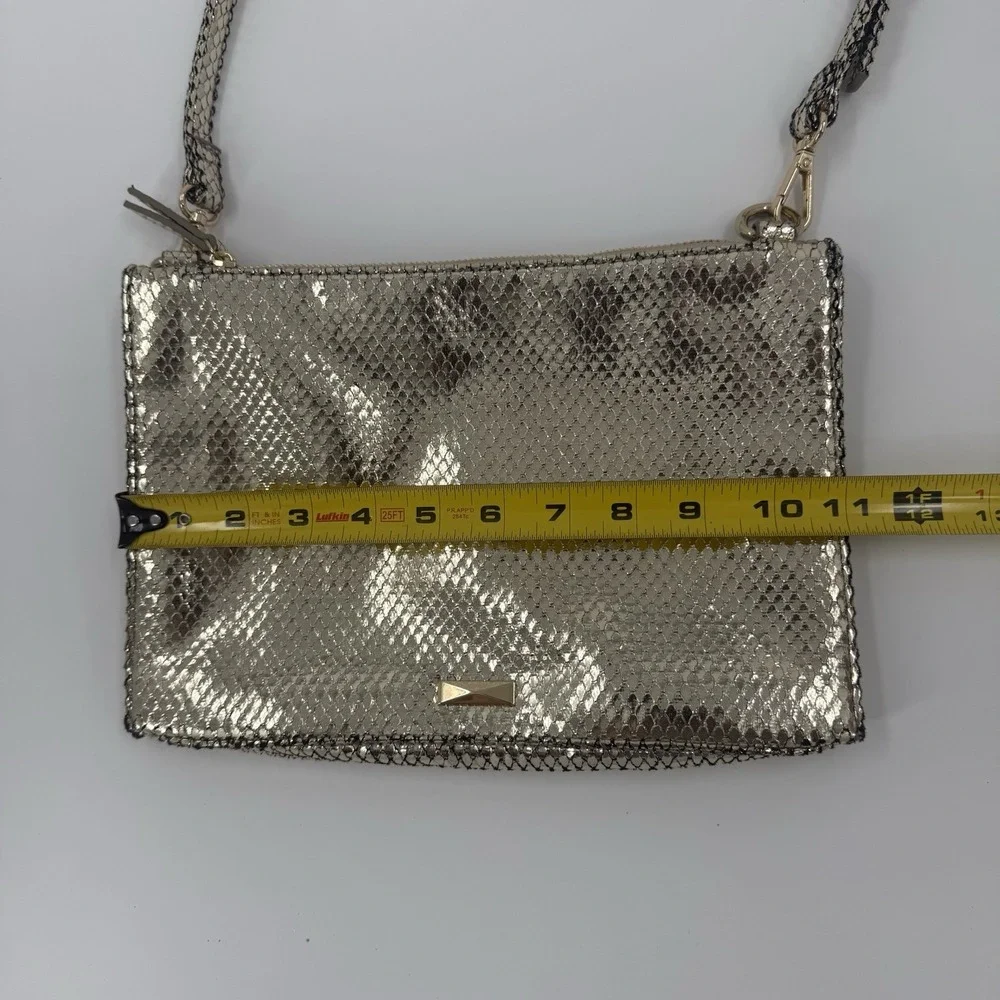 Metallic Gold Snake Print Shoulder Bag Small Zip Purse Evening Y2K